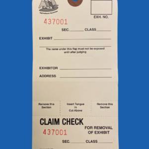 photo of exhibition entry ticket for sale with blue background