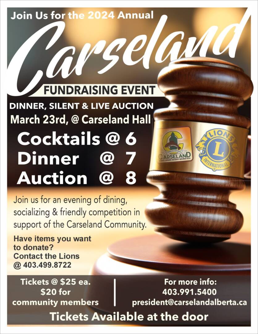 Fundraising Dinner & Auction Carseland Ag Alberta Association of